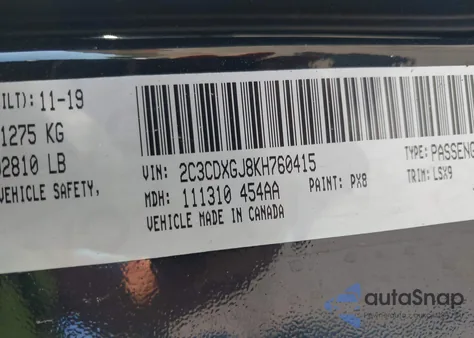 2019 Dodge Charger Scat Pack from USA, damaged, VIN 2C3CDXGJ8KH760415
